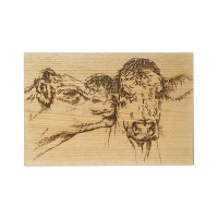 Scottish Eiche Servierbrett 30 cm - küssende Kühe 30 x 20 cm