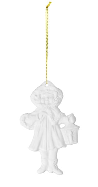 Seltmann Porzellan Weihnachtsanhänger "Mädchen mit Laterne", 8 cm, Weiß