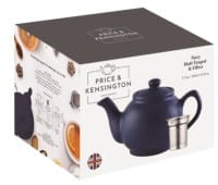 Price & Kensington Steingut Teekanne matt Blau, 1100 ml + Teesieb im Set