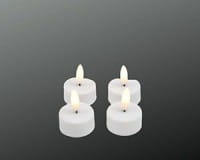 DEKOFlorale Rustikale Real Flame LED-Teelicht 4er-Set Weiß 3,8 x 4,5 cm, Timer 6h