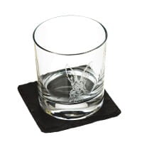 Scottish Glasbecher / Whiskyglas + Schiefer Untersetzer im Set - Hase Ø 8,5 cm