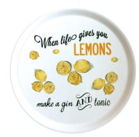 Citronelles Gin & Tonic großes, rundes Tablett "When lifes gives you Lemons...",Ø 38 cm