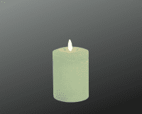 DEKOFlorale Rustikale Real Flame LED-Kerze Hellgrün 7,6 x 12 cm