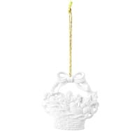 Seltmann Porzellan Weihnachtsanhänger "Korb mit Pfefferkuchen", 8 cm, Weiß