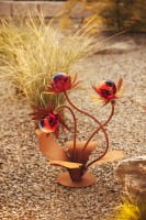 Ferrum Art Design Rost Blume "Distel" Ø 55 cm mit drei Edelstahlkugeln Ø 13 cm