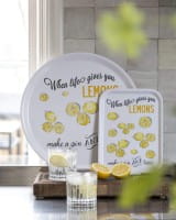 Citronelles Gin & Tonic großes, rundes Tablett "When lifes gives you Lemons...",Ø 38 cm
