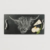Scottish Schiefer Serviertablett groß - Schottisches Hochlandrind 50 x 25 cm - Geschenkpackung