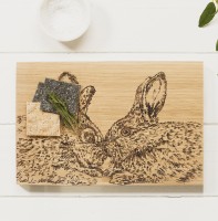 Scottish Eiche Servierbrett 30 cm - Küssende Kaninchen 30 x 20 cm