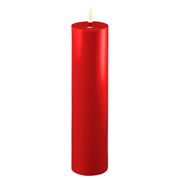 Deluxe Homeart Real Flame LED Stumpenkerze 5 x 20 cm Rot