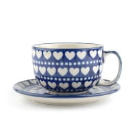 Bunzlau Castle Keramik Tasse + Untertasse 400 ml - Blue Valentine