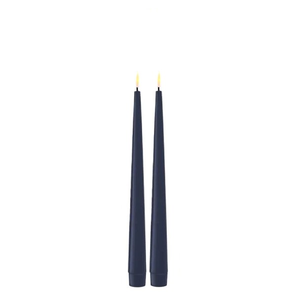 Deluxe Homeart Real Flame Shiny Dinner LED Stabkerze mit Lack 2 Stck. 2,2 x 28 cm Royal Blau