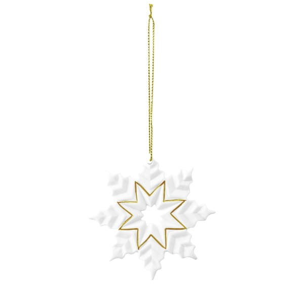 Seltmann Porzellan Weihnachtsanhänger "Schneekristall" Ø 7,5 cm, Weiß/Gold