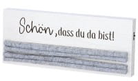 Gilde MDF LED Schlüsselbrett "Schön, dass du da bist!", weiß - 34 x 14 cm