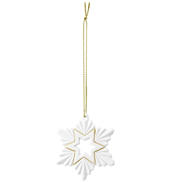 Seltmann Porzellan Weihnachtsanhänger "Schneekristall" Ø 6,5 cm, Weiß/Gold