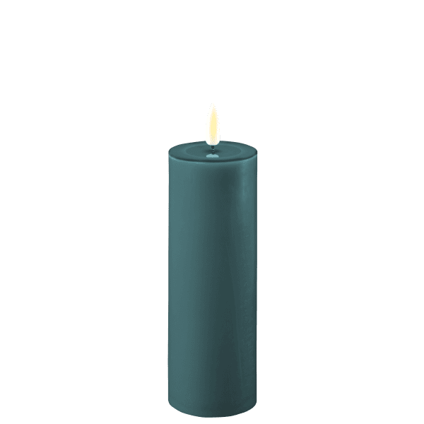 Deluxe Homeart Real Flame LED Stumpenkerze 5 x 15 cm Jade Grün
